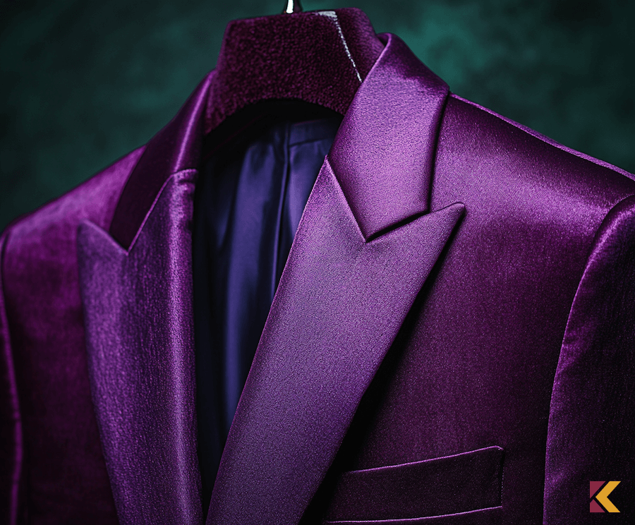 Purpurowa, błyszcząca marynarka