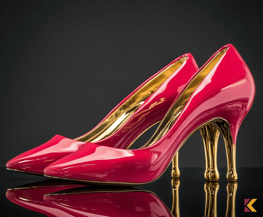 Karmazynowo-złote szpilki