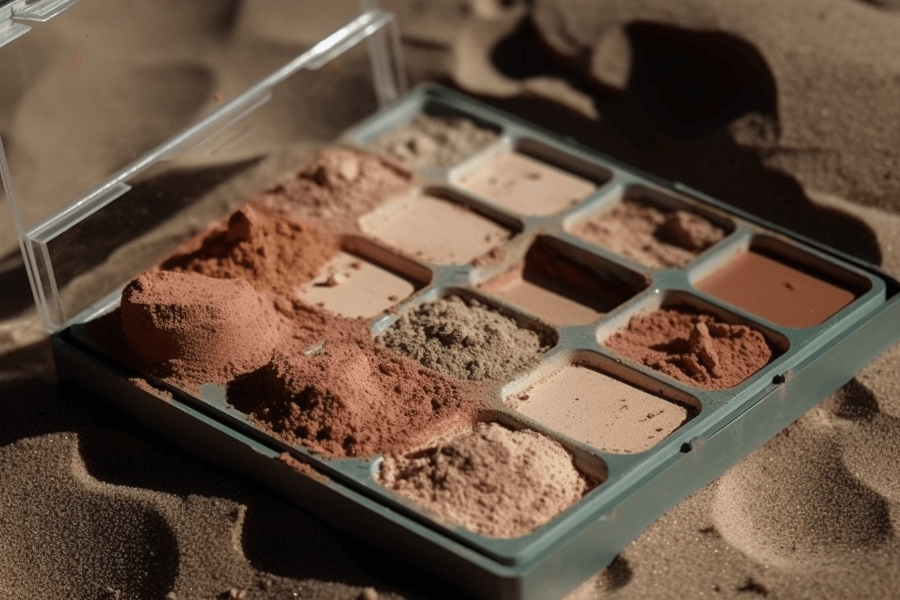 Paletka do makijażu leżąca na piasku