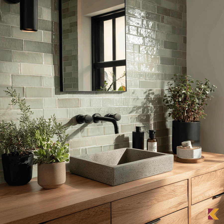 Szałwiowe płytki w łazience