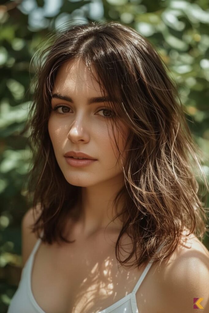 Szatynka, głęboki brąz, włosy średniej długości