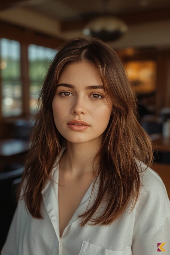 Szatynka, kasztanowy brąz, długie włosy