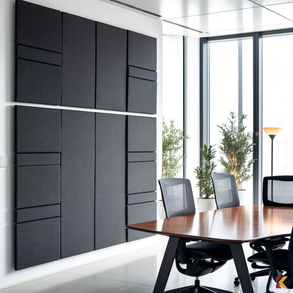 Antracytowy dekor na ścianie w biurze