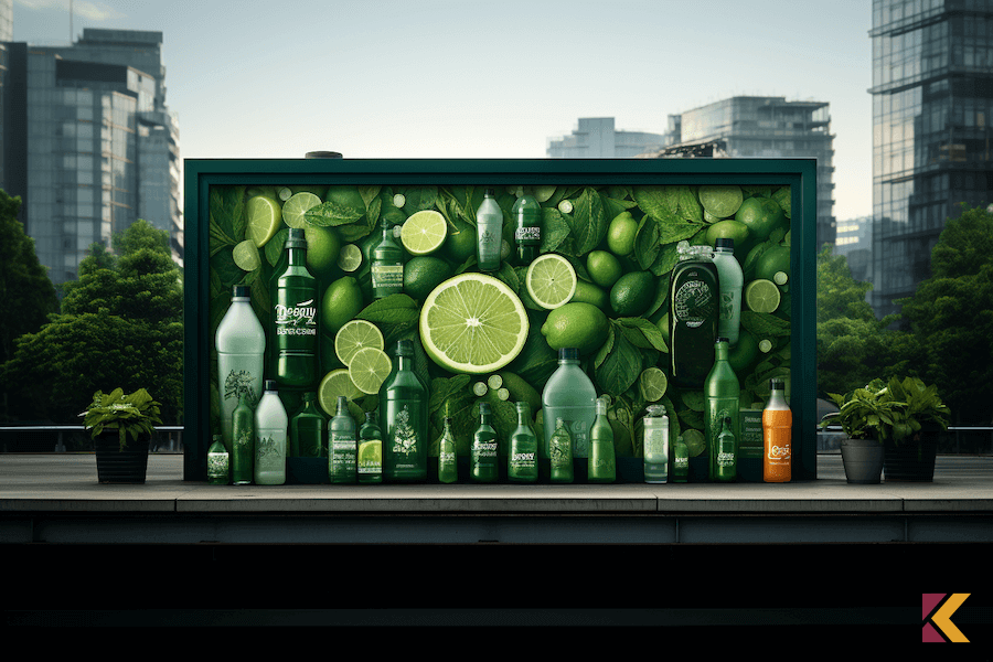 Bilbord reklamowy w odcieniach zieleni