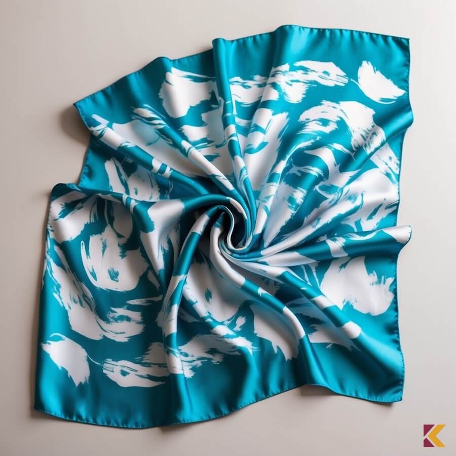 Petrolowa apaszka z białym wzorem