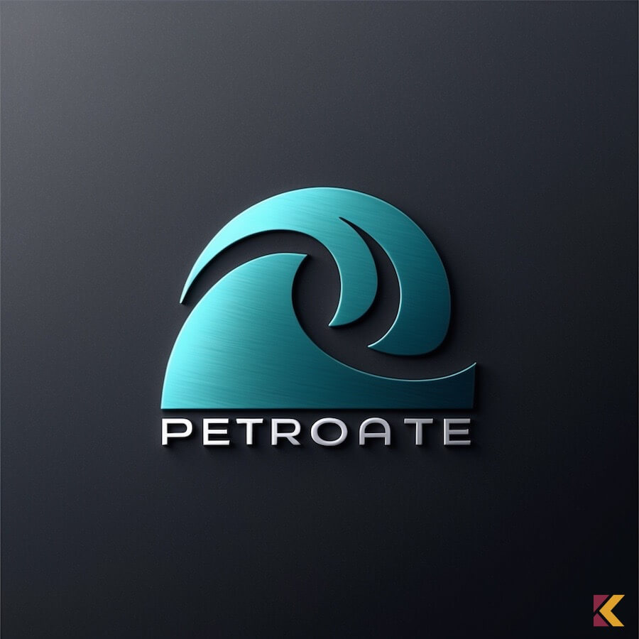 Logo w odcieniach petrol na grafitowym tle