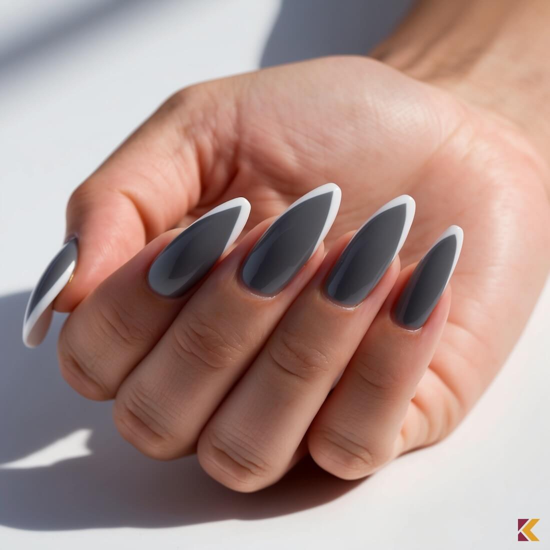 Paznokcie: grafit z białym french