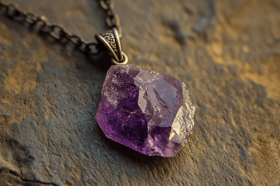 Wisiorek z surowym ametystem
