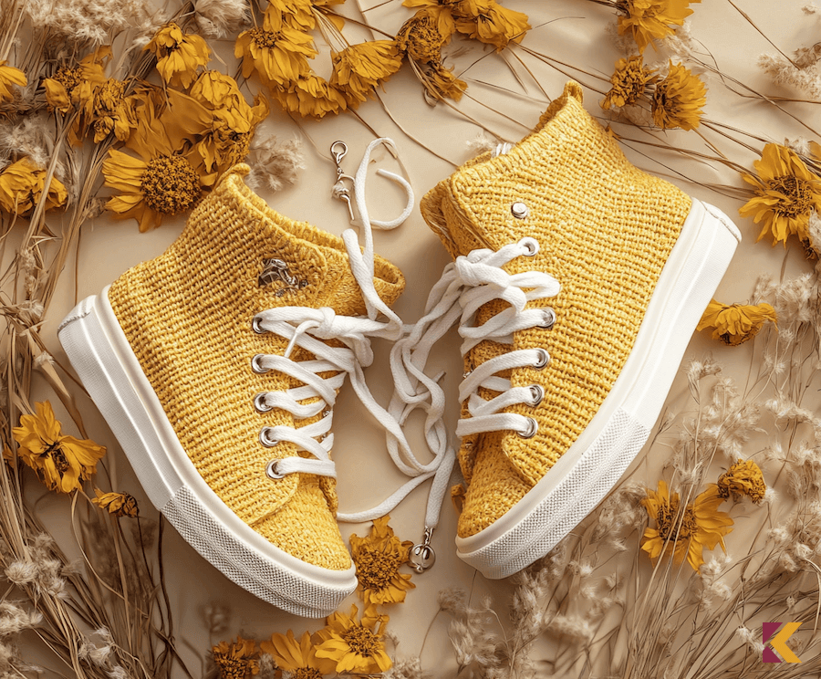 Słomkowe trampki na białej podeszwie