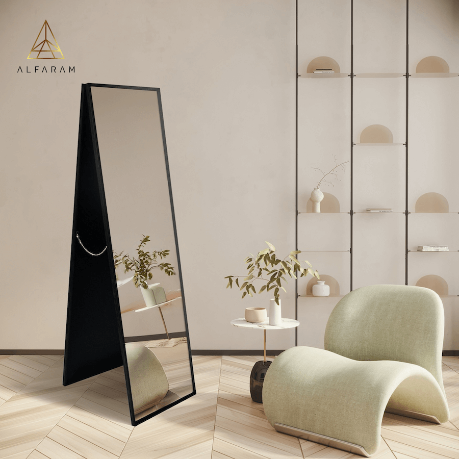 Lustro podwójne stojące w czarnej ramie - ARIS [fot. Alfaram]