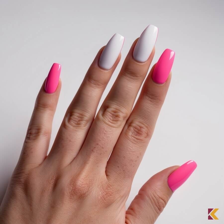 Paznokcie w kolorach biskupi i biały