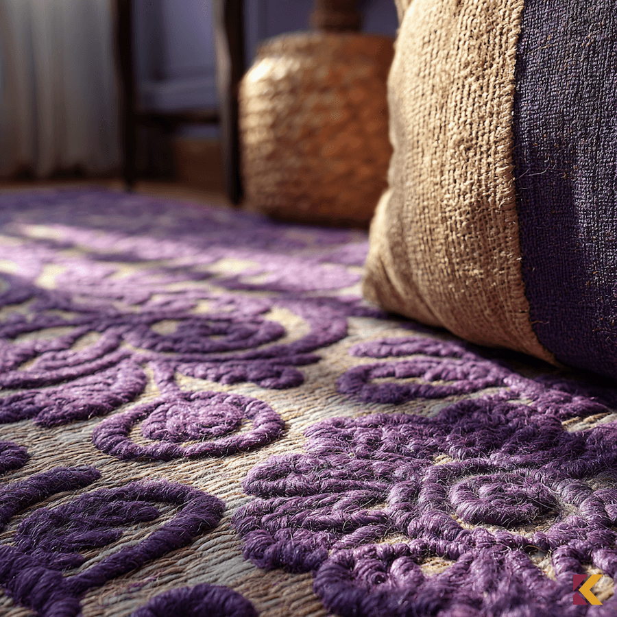 Beżowy dywan z lawendowymi wzorami kwiatów