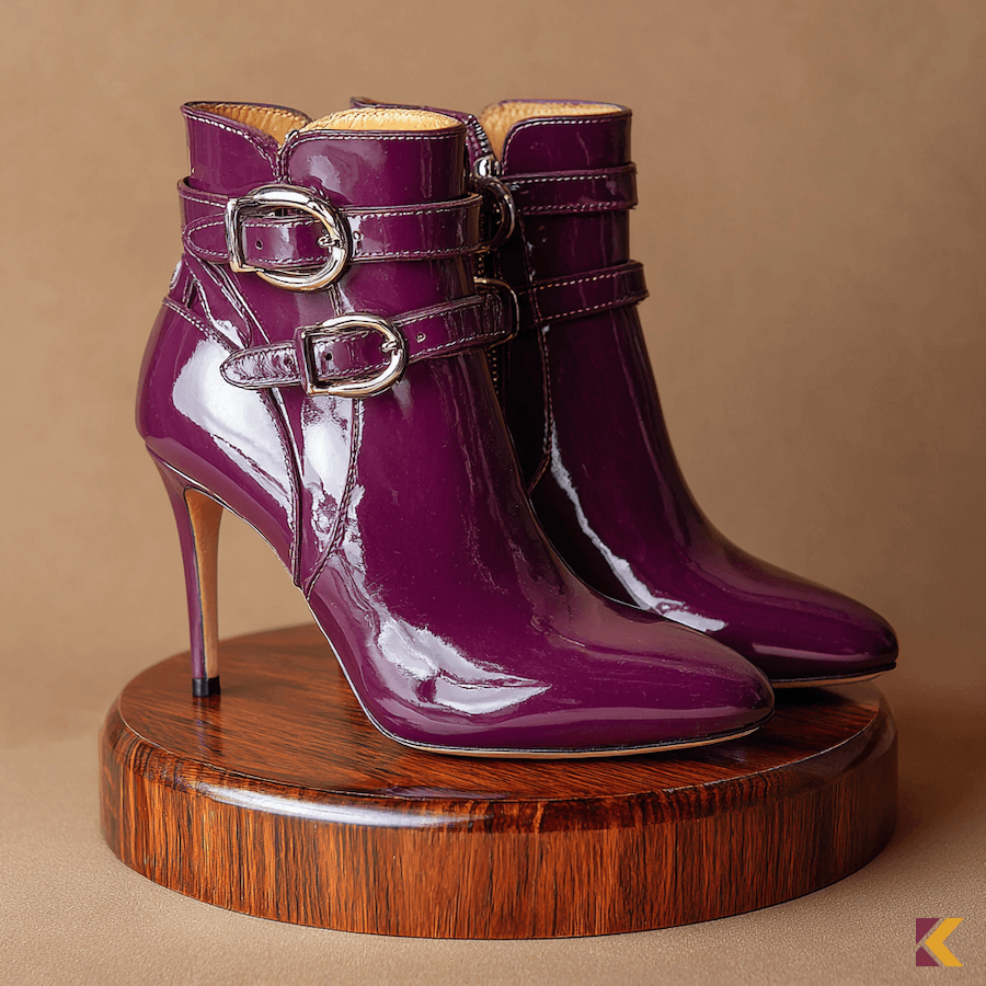 Lawendowe botki na szpilce