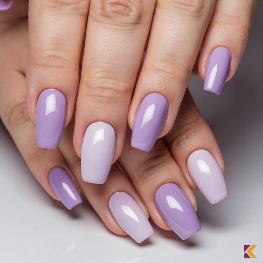 Paznokcie w lawendowych odcieniach