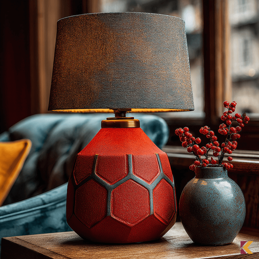 Wiśniowa lampka na stoliku