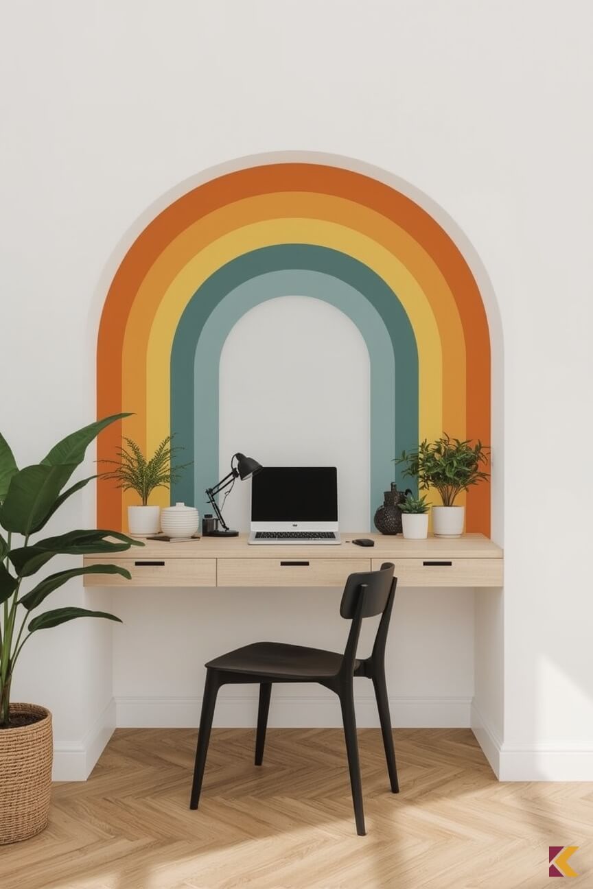 Kolorowa tęcza nad biurkiem