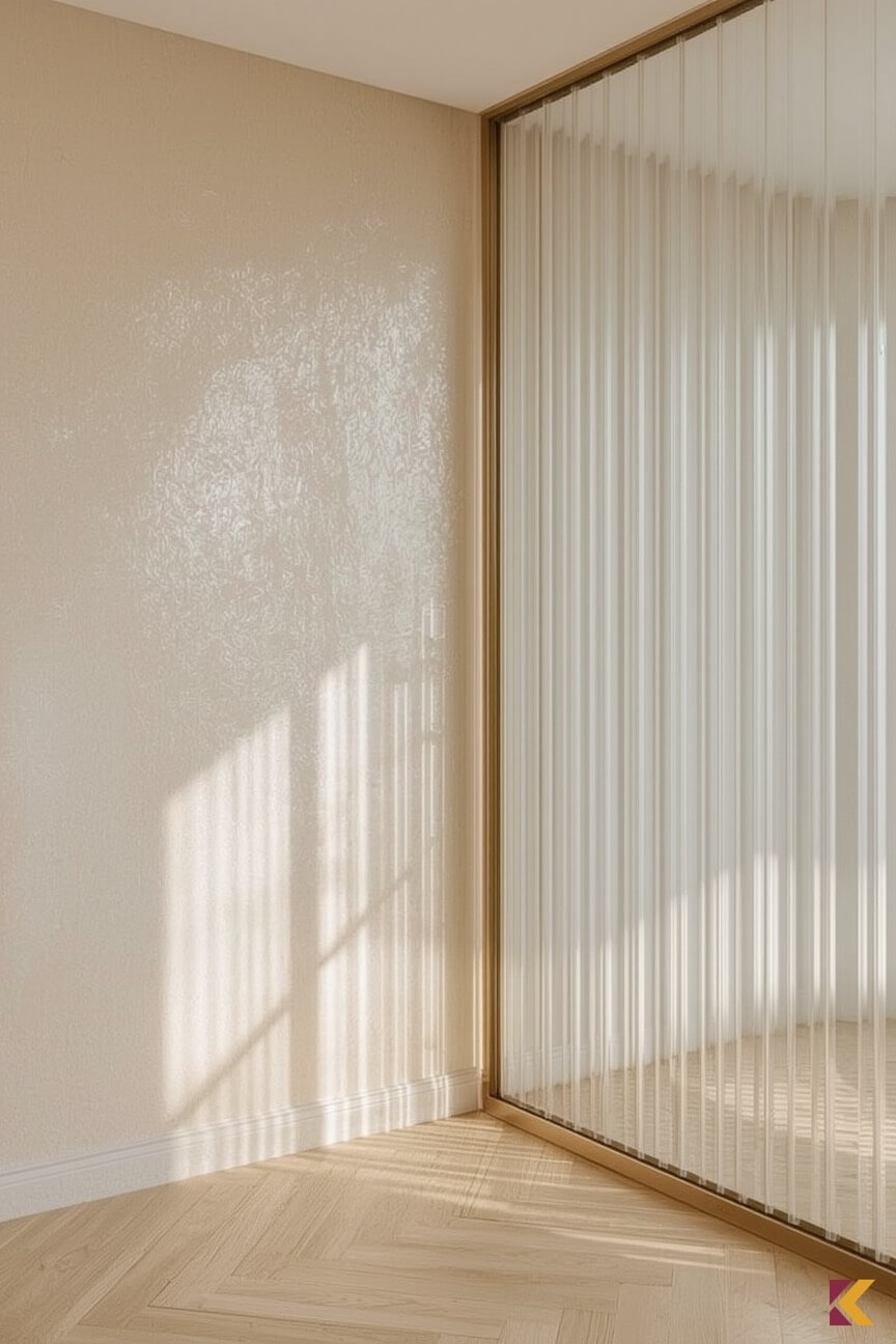 Ściana wykonana beżową farbą strukturalną