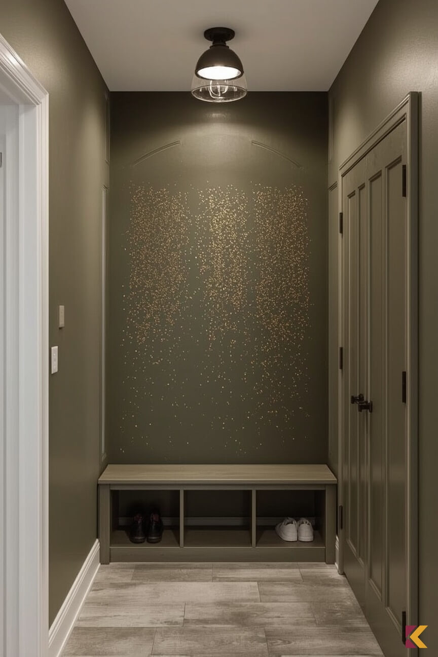 Ściana z brokatem w przedpokoju