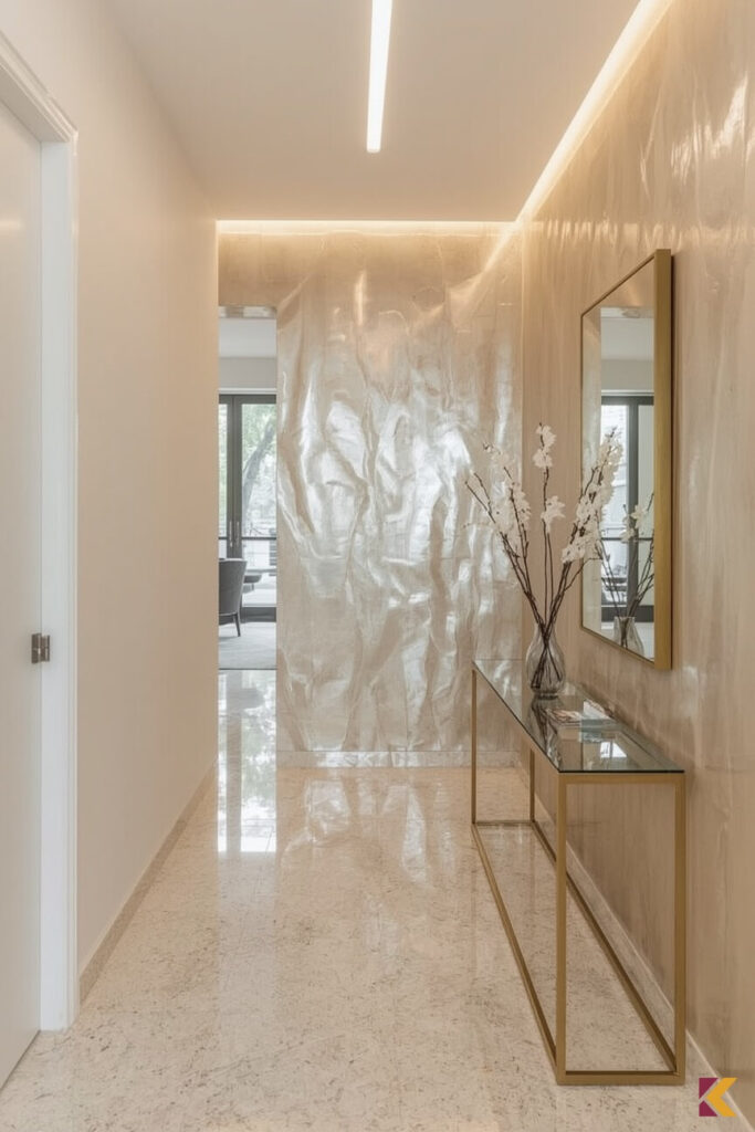 Strukturalna farba z połyskiem w przedpokoju