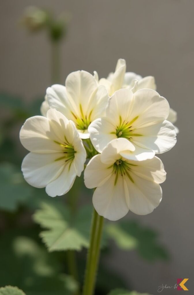 Białe pelargonie