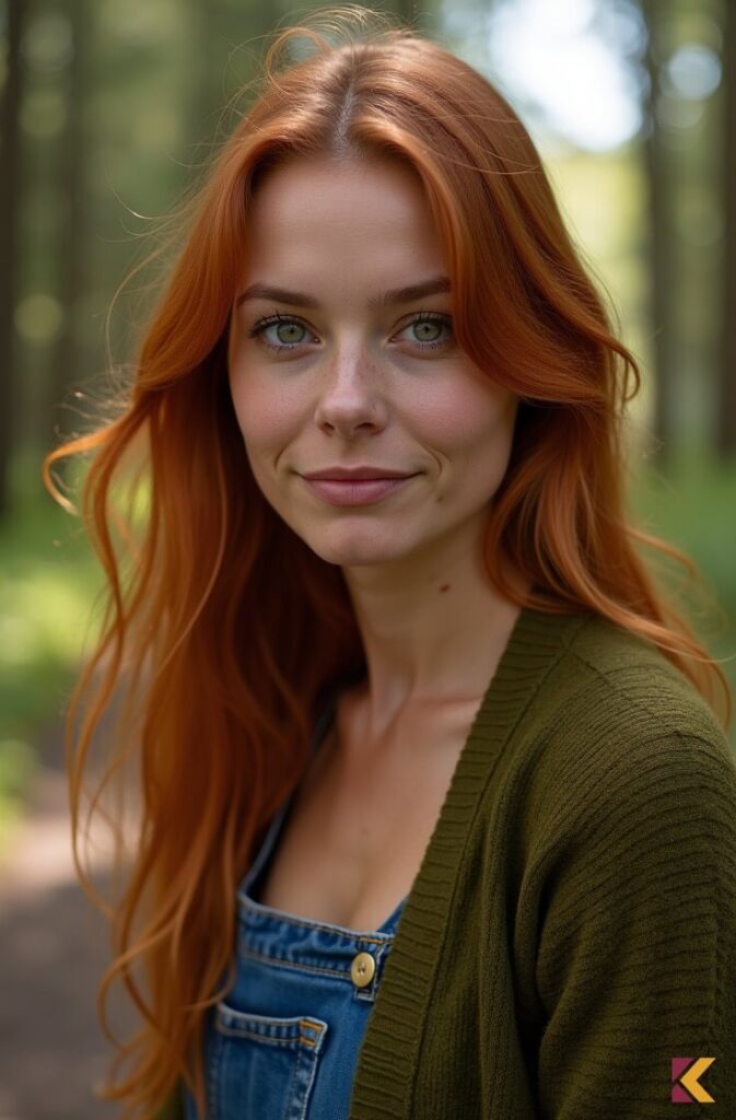 Długie, delikatne rude fale