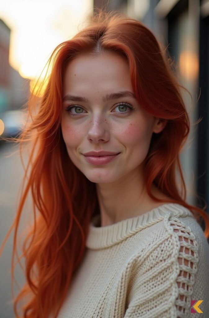 Włosy czerwono miedziane